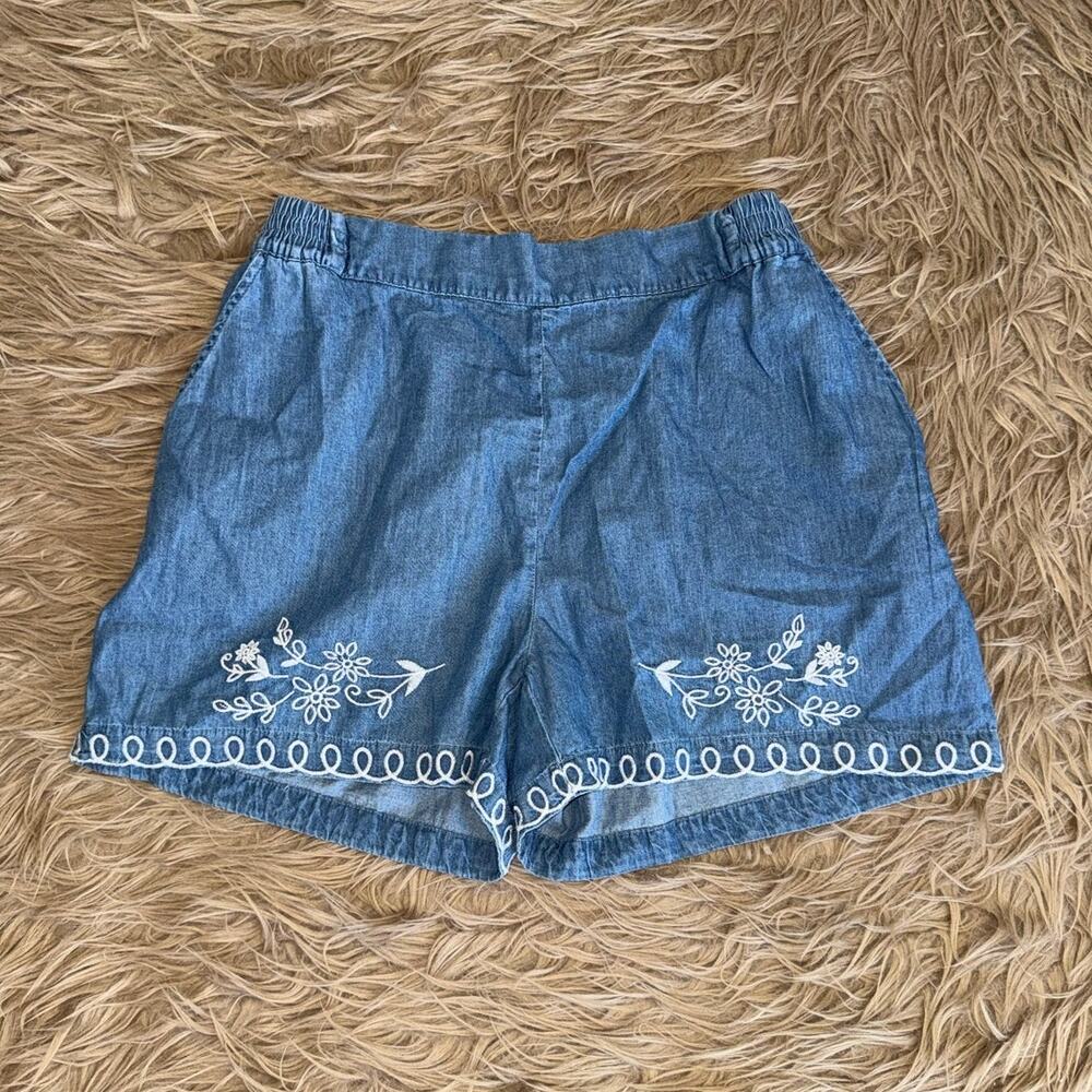 New Joie Denim Embroidered Waistband Short Women's size M
